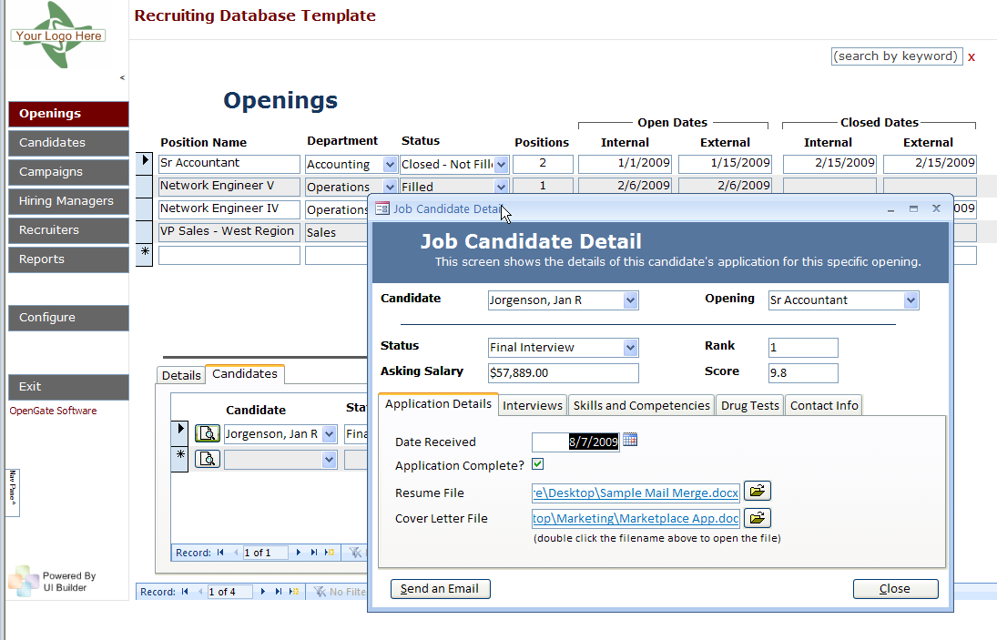 Free Human Resources Access Database Template PRINTABLE TEMPLATES