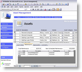 MS Access Asset Tracking Template Dashboard - Click to see a larger image