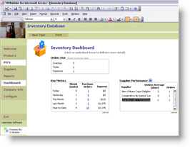 MS Access Inventory Template Dashboard - Click to see a larger image