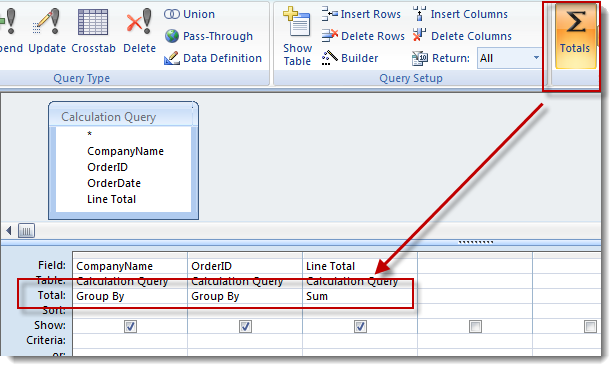 Microsoft Access Aggregate Query Sum Function