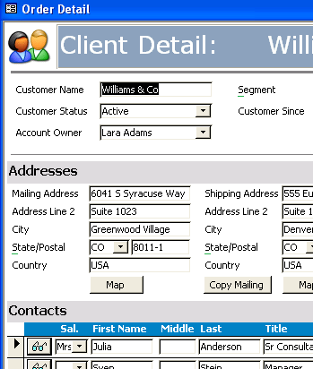 MS Access detail form