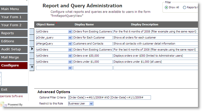 UI Builder Report and Query Administration
